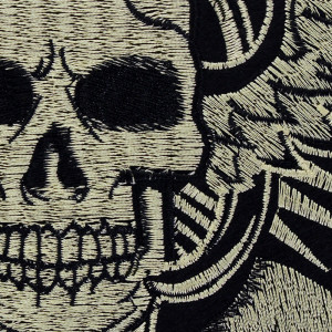 Vue détaillée Patch Brodé Tête de Mort Ailé "Skull Rider" - 26 cm x 16.5 cm