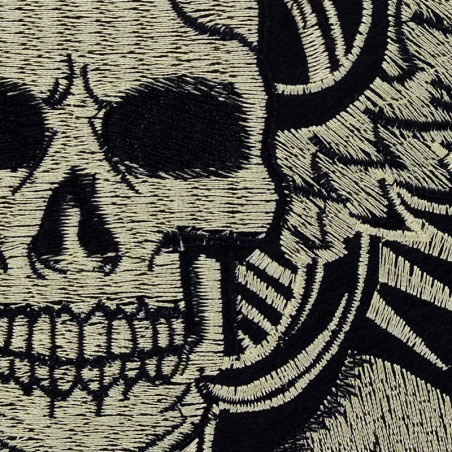 Vue détaillée Patch Brodé Tête de Mort Ailé "Skull Rider" - 26 cm x 16.5 cm