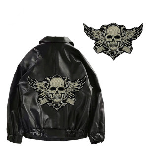 Patch Brodé Tête de Mort Ailé "Skull Rider" - 26 cm x 16.5 cm