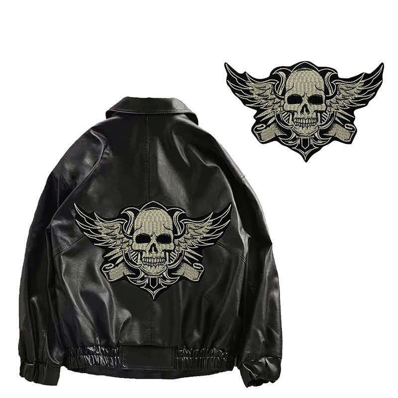 Patch Brodé Tête de Mort Ailé "Skull Rider" - 26 cm x 16.5 cm
