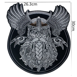 Dimensions Patch Brodé Viking "Odin le Guetteur" - 26.3 cm x 30 cm