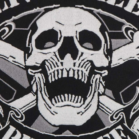 Vue détaillée Patch Brodé Tête de Mort Biker – "Live Free, Ride Free" - 30 cm x 29.5 cm