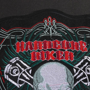 Patch Brodé Tête de Mort Biker "Hardcore Rider" - 29.5 cm x 23.5 cm
