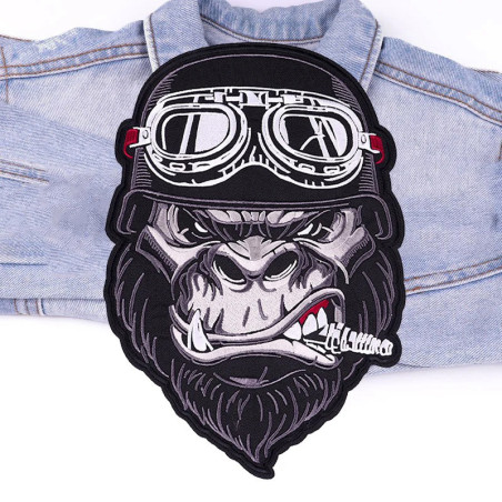 Patch Brodé Biker "Gorille Furieux" - 19.4 cm x 28.2 cm