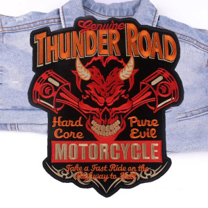 Patch Brodé Biker "Thunder Road Infernal" - 29.8 cm x 26 cm