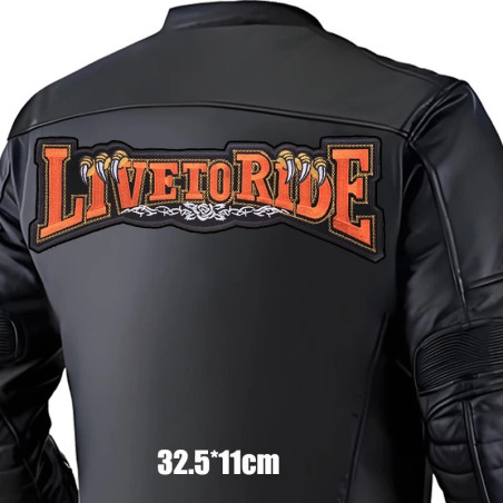 Patch Biker "Live to Ride – Griffes de Liberté" - 32.5 cm x 11 cm