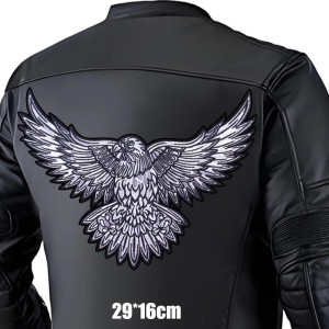Dimensions Patch Aigle Biker "L'Envol du Guerrier" - 29 cm x 16 cm