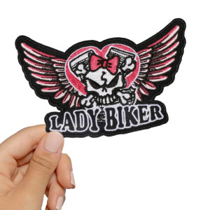 Avant Patch Tête de Mort Biker "Lady Crâne Rebelle" - 6 cm x 10.8 cm