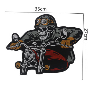 Dimensions Écusson Tête de Mort Motard Crâne Pilote Vintage - 35 cm x 27 cm