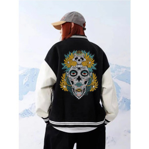 Écusson Tête de Mort Mexicaine "Calavera Fleurie Mystique" - 32.2 cm x 25 cm