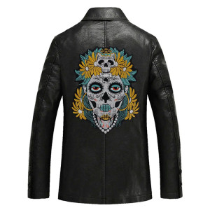 Écusson Tête de Mort Mexicaine "Calavera Fleurie Mystique" - 32.2 cm x 25 cm