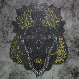 Vue Arrière Écusson Tête de Mort Mexicaine "Calavera Fleurie Mystique" - 32.2 cm x 25 cm