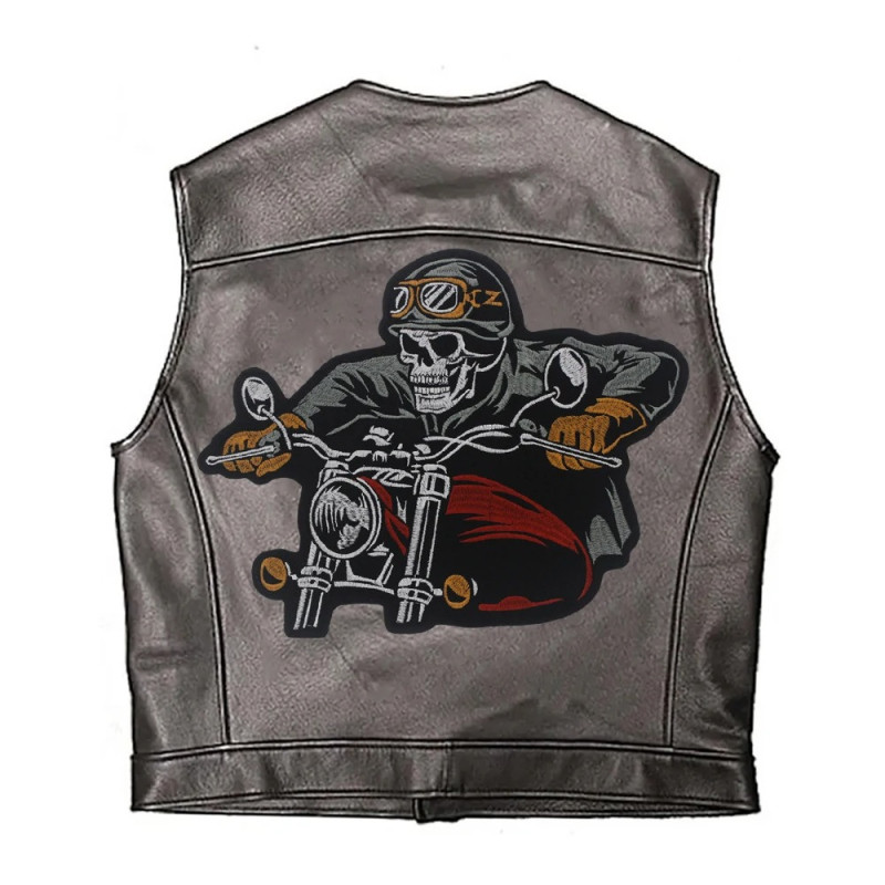 Magnifique Écusson Tête de Mort Motard Crâne Pilote Vintage