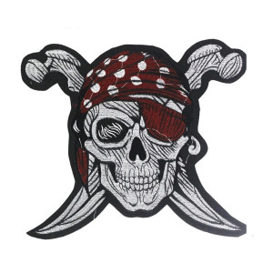 Patch Tête de Mort Pirate "Crâne du Flibustier Maudit" - 29 cm x 25 cm