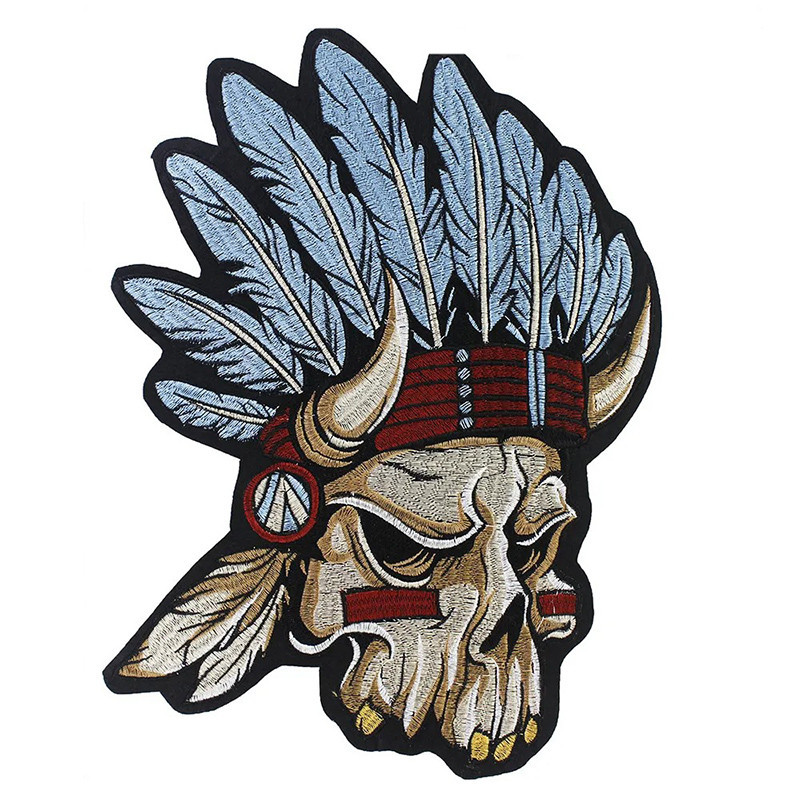 Patch Tête de Mort Amérindien "Crâne du Chef des Plaines" - 35.7 cm x 25.3 cm