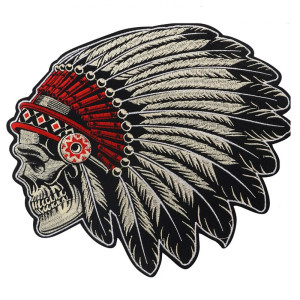 Patch Tête de Mort Amérindien "Chef de Guerre Squelettique"