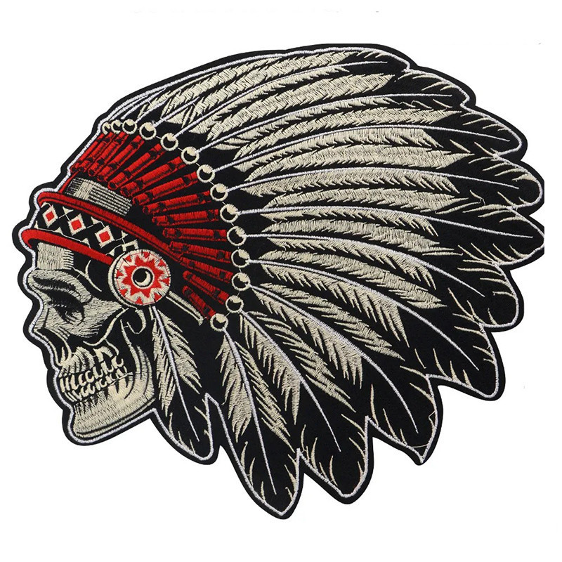 Patch Tête de Mort Amérindien "Chef de Guerre Squelettique"