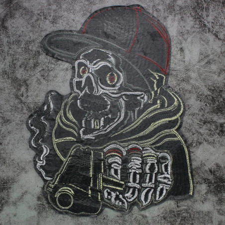 Vue Arrière  Écusson Tête de Mort "Chefs Guerriers de l’Ombre" - 35.5 cm x 26 cm