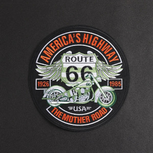 Écusson Moto Route 66 "Highway to Freedom" - 25 cm x 23.4 cm