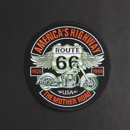 Écusson Moto Route 66 "Highway to Freedom" - 25 cm x 23.4 cm