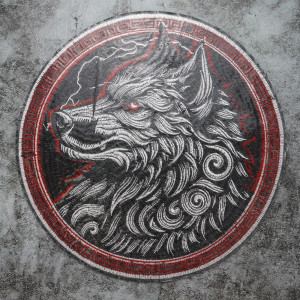 Vue Arrière  Écusson Loup Tribal "Regard du Tonnerre" - 28 cm de diamétre