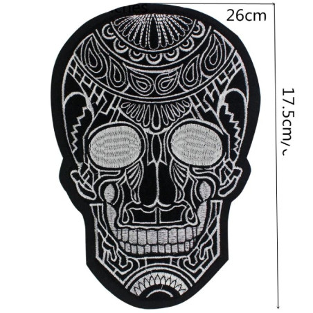 Écusson Tête de Mort Requiem Mexicain Armé - Détails dimensions tête de mort