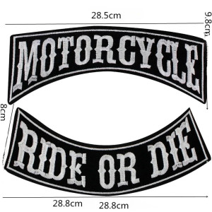Dimensions Patch Tête de Mort Biker Ride or Die