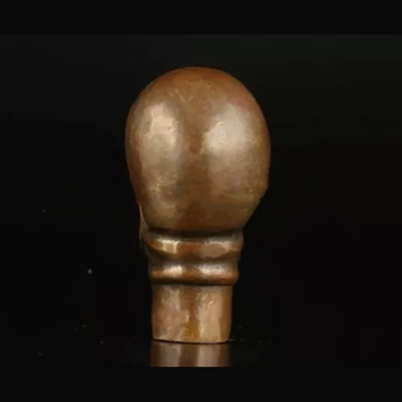 Vue Arrière Pommeau de Canne Gothique Crâne Antique Finition Bronze Vieilli