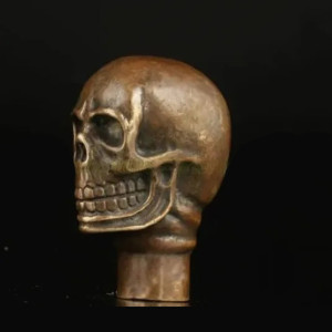 Pommeau de Canne Gothique Crâne Antique Finition Bronze Vieilli