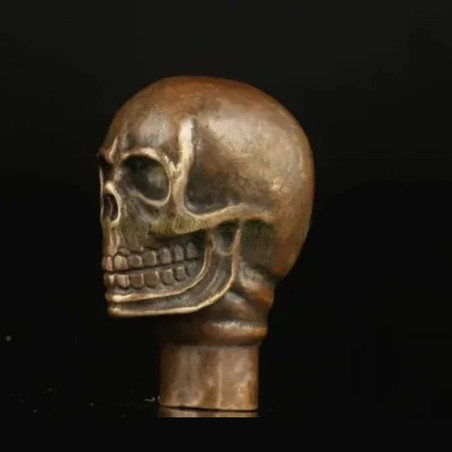 Pommeau de Canne Gothique Crâne Antique Finition Bronze Vieilli