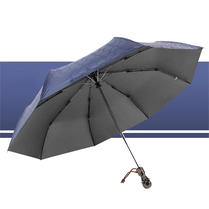 Parapluie Tête de Mort Pliant aux Crânes Protecteurs Couleur Bleu