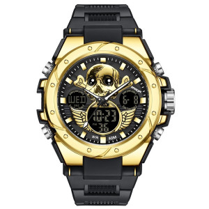 Montre Tête de Mort Sport "Crâne Ailé" Multifonction & Étanche Couleur or