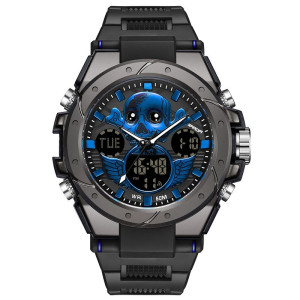 Montre Tête de Mort Sport "Crâne Ailé" Multifonction & Étanche Couleur bleu