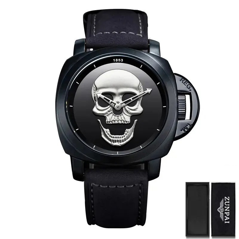 Montre Tête de Mort "Crâne Royal" Édition Élégance Couleur Argent