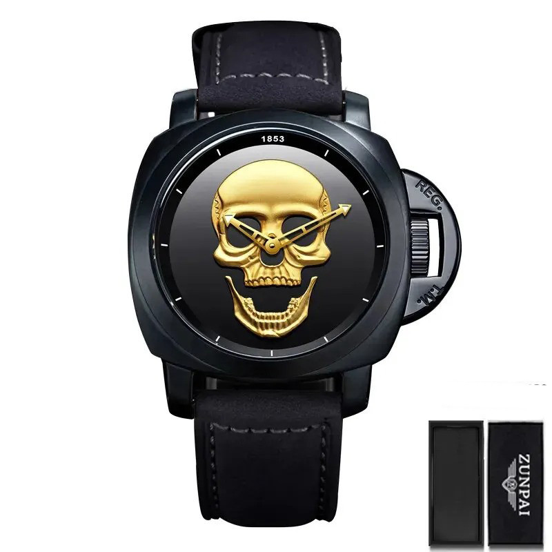 Montre Tête de Mort "Crâne Royal" Édition Élégance Couleur or