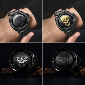 Details Montre Tête de Mort "Crâne Royal" Édition Élégance - 3 couleurs au choix !