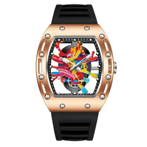 Montre Artistique "Explosion Chromatique" Design Abstrait & Audacieux Couleur or