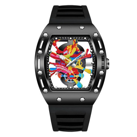 Montre Artistique "Explosion Chromatique" Design Abstrait & Audacieux Couleur noir