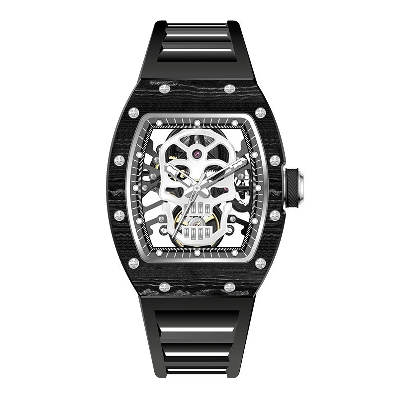 Montre Tête de Mort "Squelette Impérial" Design Mécanique & Élégant Couleur Noir