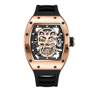 Montre Tête de Mort "Squelette Impérial" Design Mécanique & Élégant Couleur rose or