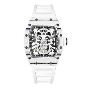 Montre Tête de Mort "Squelette Impérial" Design Mécanique & Élégant Couleur blanc