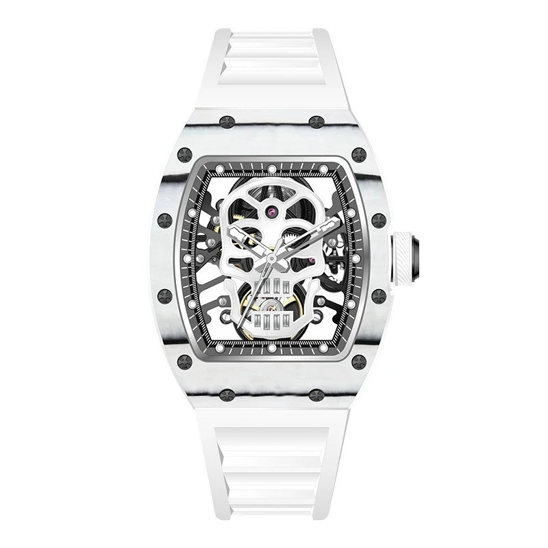 Montre Tête de Mort "Squelette Impérial" Design Mécanique & Élégant Couleur blanc