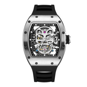 Montre Tête de Mort "Squelette Impérial" Design Mécanique & Élégant Couleur Argent