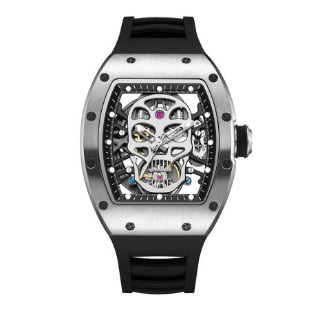 Montre Tête de Mort "Squelette Impérial" Design Mécanique & Élégant Couleur Argent