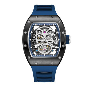Montre Tête de Mort "Squelette Impérial" Design Mécanique & Élégant Couleur Bleu