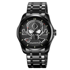 Montre Tête de Mort "Spectre Lumineux" Acier Noir & Cadran LED Coloré Couleur Noir