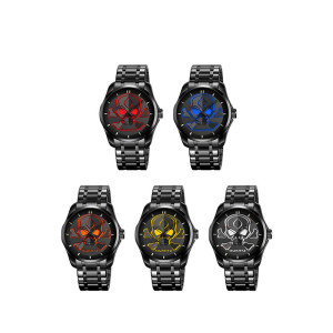 Montre Tête de Mort "Spectre Lumineux" Acier Noir & Cadran LED Coloré - 5 couleurs au choix !