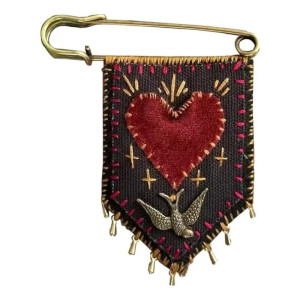 Vue générale Broche Rock "Cœur Fidèle & Hirondelle Rebelle"
