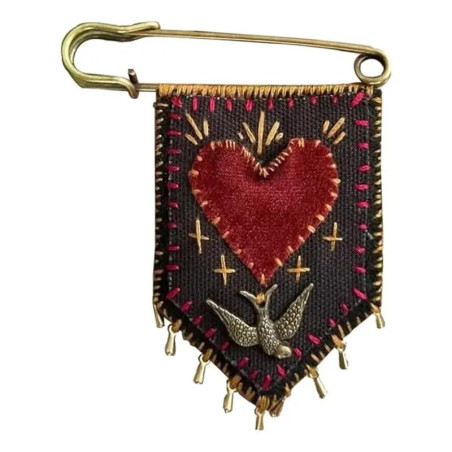 Vue générale Broche Rock "Cœur Fidèle & Hirondelle Rebelle"