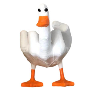 Statuette "Fuck the Duck" - Le Canard au Doigt d'Honneur Couleur blanc